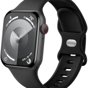 Sport Band Compatible with Apple Watch Band 44mm 45mm 46mm 40mm 42mm 38mm 41mm 49mm, Soft Silicone Waterproof Replacement Strap for iWatch Watch Series 10 9 8 7 6 5 4 3 2 1 SE Ultra Women Men