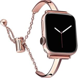 PlusRoc Stainless Steel Band Compatible with Apple Watch Band 38mm 40mm 41mm 42mm 44mm 45mm 46mm 49mm iWatch SE Series 10 9 8 7 6 5 4 3 2 1, Slim Versatile Bangle Bracelet for Women