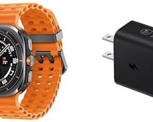 SAMSUNG Galaxy Watch Ultra 47mm LTE AI Smartwatch Bundle w/ 25W Power Adapter, Energy Score, Wellness Tips, Heart Rate Tracking, Sleep Monitor, Fitness Tracker, GPS, 2024,Titanium Gray