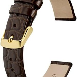 BISONSTRAP Watch Straps for Women, Crocodile Pattern Leather Thin Watch Replacement Bands, 8mm 10mm 12mm 14mm 16mm 18mm 20mm