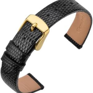 ANNEFIT Women's Leather Watch Band 10mm 12mm 13mm 14mm 15mm 16mm 18mm 20mm, Lizard Grain Slim Thin Replacement Strap