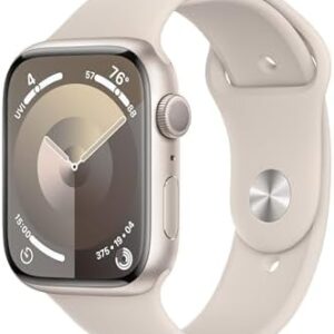Apple Watch Series 9 [GPS , 45mm] - Starlight Aluminum Case with Starlight Sport Band, M/L (Renewed)