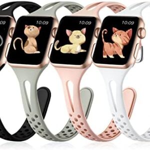 Getino Compatible with Apple Watch Bands 38mm 40mm 41mm 42mm 44mm 45mm 46mm 49mm iWatch Band for Women Men, Soft Durable Breathable Thin Slim Narrow Band for iWatch Ultra 2 SE Series 10 9 8 7 6 5 4 3