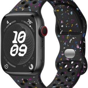 Breathable Sport Band Compatible with Apple Watch Band 38mm 40mm 41mm 42mm 44mm 45mm 46mm 49mm, Soft Eco-Friendly Silicone Band for iWatch Series 10/9/8/7/6/5/4/3/2/1 SE Ultra
