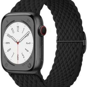 WJK Stretchy Braided Bands Compatible with Apple Watch 38mm 40mm 41mm 42mm 44mm 45mm 49mm for Women Men, Adjustable Soft Nylon Strap for iWatch Series 9 8 7 6 5 4 3 2 1 SE Ultra/Ultra 2