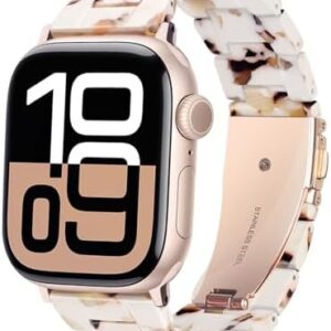 HOPO Compatible With Apple Watch Band 49mm 46mm 45mm 44mm 42mm 41mm 40mm 38mm Thin Light Resin Strap Bracelet With Stainless Steel Buckle Replacement For iWatch Series SE Series 10 9 8 7 Ultra 6 5 4 3 2 1 for Women Men