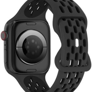 Sport Silicone Bands Compatible with Apple Watch Band 46mm 45mm 44mm 42mm 49mm 41mm 40mm 38mm, Breathable Soft Strap Replacement Wristband for iWatch Ultra 2 Series 10 9 8 7 SE 6 5 4 3 2 1 Men Women