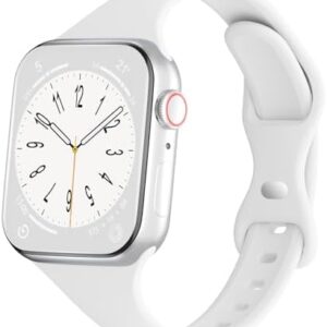 Sport Slim Silicone Bands Compatible for Apple Watch Band 38mm 42mm 40mm 44mm 41mm 45mm 46mm 49mm, Thin Narrow Replacement Strap Wristband for iWatch Series 10/9/8/7/SE/6/5/4/3/2/1/Ultra Women Men