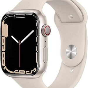 Apple Watch Series 7 (GPS + Cellular, 45 MM) Starlight Aluminum Case with Starlight Sport Band (Renewed)