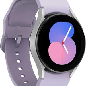 SAMSUNG Galaxy Watch 5 40mm Bluetooth Smartwatch w/Body, Health, Fitness and Sleep Tracker, Sapphire Crystal Glass, Enhanced GPS Tracking, US Version, Silver Bezel w/Purple Band (Renewed)