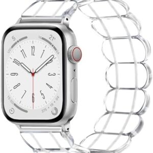 Stretchy Resin Watch Band Compatible with Apple Watch 40mm 38mm 44mm 42mm 41mm 45mm 49mm Women Men, Light Waterproof Strap for iWatch Bands Series 10 9 8 7 6 5 4 3 2 1 SE Ultra/Ultra 2
