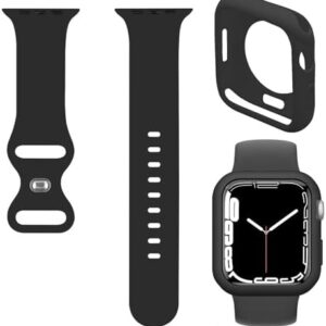 Soft Silicone Band with Thin Bumper Case Compatible with Apple Watch iWatch Series 49mm 45mm 41mm 44mm 40mm 42mm 38mm