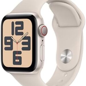 Apple Watch SE (2nd Gen) [GPS + Cellular 40mm] Smartwatch with Starlight Aluminum Case with Starlight Sport Band S/M (Renewed)