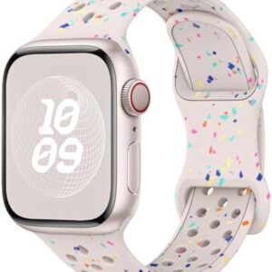 Breathable Sport Band Compatible with Apple Watch Band 40mm 38mm 41mm 42mm 44mm 45mm 46mm 49mm for Women，Soft Silicone Wristband Waterproof Strap for iWatch Series 10 SE 9 8 7 6 5 4 3 2 1 Ultra