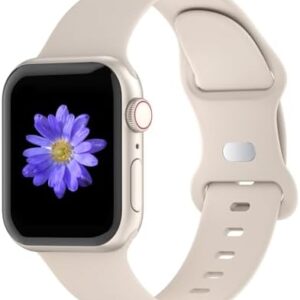 Sport Bands Compatible with Apple Watch 42mm 44mm 45mm 46mm 41mm 38mm 40mm for Women Men, Soft Silicone Strap for iWatch Wristband Series SE 10 9 8 7 6 5 4 3 2 1