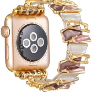 Stretchy Bracelet Bands Compatible with Apple Watch 38mm 40mm 41mm 42mm 44mm 49mm, Jimbird Elastics Jewelry Strap Compatible with Apple Watch SE Ultra iWatch Series 9/8/7/6/5/4/3/2/1 Vintage Elegant Style