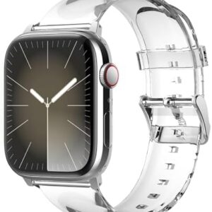 elago Clear Band Compatible with Apple Watch Band Ultra2/Ultra/SE/10/9/8/7/6/5/4/3/2/1 Compatible with iWatch 38mm 40mm 42mm 44mm 45mm 46mm 49mm – Transparent Protective Band, Watch Strap Connector Included