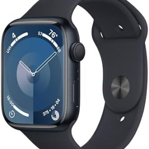 Apple Watch Series 9 [GPS 45mm] Midnight Aluminum Case with Midnight Sport Band M/L (Renewed)