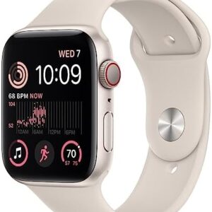 Apple Watch SE (2nd Gen) (GPS + Cellular, 40mm) - Starlight Aluminum Case with Starlight Sport Band, S/M (Renewed)