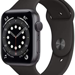 Apple Watch Series 6 (GPS, 44mm) - Space Gray Aluminum Case with Black Sport Band (Renewed)