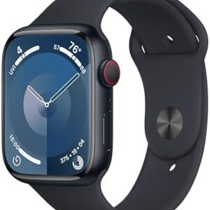Apple Watch Series 9 (GPS + Cellular 45mm) Midnight Aluminum Case with Midnight Sport Band M/L (Renewed)