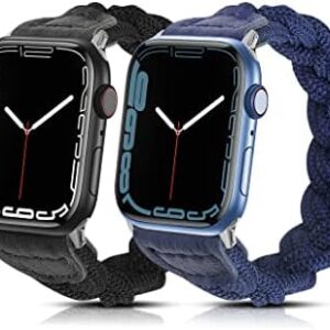 Wearlizer Stretchy Braided Band Compatible with Apple Watch Bands Women 38mm 40mm 41mm 42mm 44mm 45mm 46mm 49mm Slim Elastic Solo Loop Strap Woven for iWatch Series 10 9 8 Ultra SE 7 6 5 4 3 2 1