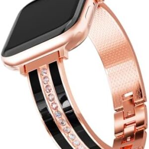 Enamel Style Metal Bracelet Apple Watch Band for Women, 2 tone, Bangle, Dressy, Adjustable, Fits Most Wrists