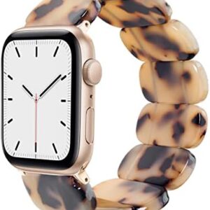 Heesch Tortoise Stretchy Watch Band Compatible with Apple Watch Serise Ultra/SE/8/7/6/5/4/3/2/1, Resin Cute Watch Strap Wristband for iWatch Bracelet for Women Men Girls, 38/40/41mm, 42/44/45/46/49mm, Oval Version