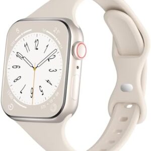 Sport Slim Silicone Bands Compatible for Apple Watch Band 38mm 42mm 40mm 44mm 41mm 45mm 46mm 49mm, Thin Narrow Replacement Strap Wristband for iWatch Series 10/9/8/7/SE/6/5/4/3/2/1/Ultra Women Men