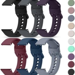 Tobfit 20mm 22mm Watch Bands Quick Release Watch Straps with Color Matched Metal Buckle, Soft Silicone Breathable Replacement Sport Watch Wristbands for Women Men