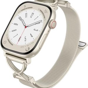 Dirrelo Metal Slim Band Compatible for Apple Watch Bands for Women 40mm 41mm 38mm 44mm 45mm 42mm 49mm 46mm, Mesh Stainless Steel Magnetic Clasp Strap for iWatch Series 10/9/8/7/6/5/4/3/2/1/SE Ultra