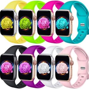 Brigtlaiff 8 Pack Bands Compatible with Apple Watch Band 38mm 40mm 41mm 42mm 44mm 45mm 46mm 49mm for Women Men, Breathable Soft Silicone Sport Strap for iWatch Series Ultra 10 9 8 7 6 5 4 3 2 1 SE