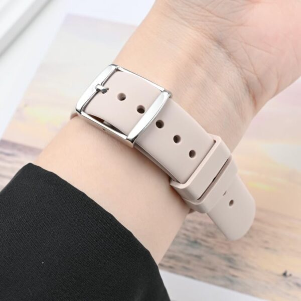 18mm 20mm 22mm Quick Release Silicone Watch Band, Rubber Band For Samsung Galaxy Watches, Replacement Straps with Silver Buckle For Smart Watches, Silicone Straps For Garmin Watches - Image 8
