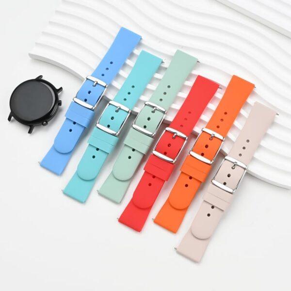 18mm 20mm 22mm Quick Release Silicone Watch Band, Rubber Band For Samsung Galaxy Watches, Replacement Straps with Silver Buckle For Smart Watches, Silicone Straps For Garmin Watches - Image 6
