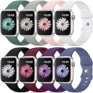 DaQin 8 Pack Sport Bands Compatible with Apple Watch Band 38mm 40mm 41mm 42mm 44mm 45mm 46mm 49mm Women Men,Soft Silicone Waterproof Strap for Apple Watch Ultra/Ultra 2 iWatch Series 10 9 8 7 6 5 4 3 2 1 SE