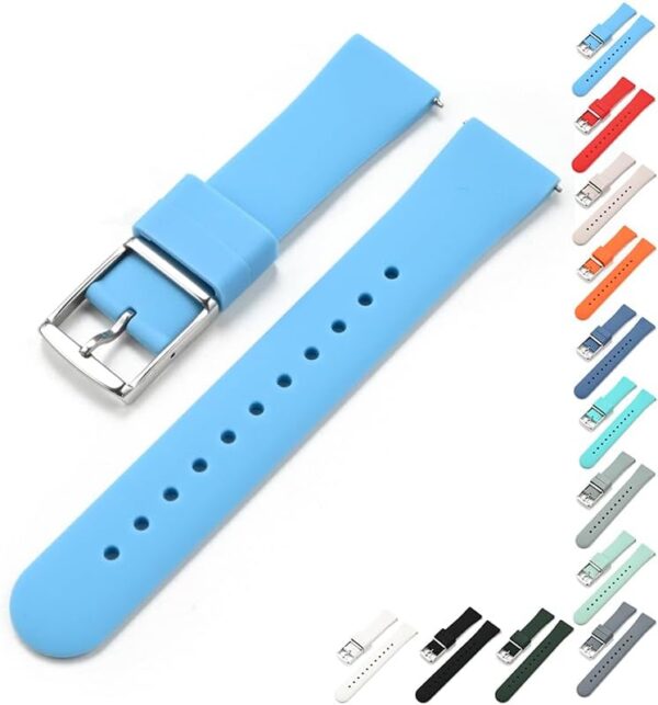 18mm 20mm 22mm Quick Release Silicone Watch Band, Rubber Band For Samsung Galaxy Watches, Replacement Straps with Silver Buckle For Smart Watches, Silicone Straps For Garmin Watches