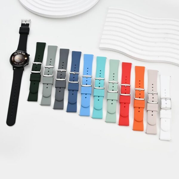 18mm 20mm 22mm Quick Release Silicone Watch Band, Rubber Band For Samsung Galaxy Watches, Replacement Straps with Silver Buckle For Smart Watches, Silicone Straps For Garmin Watches - Image 5