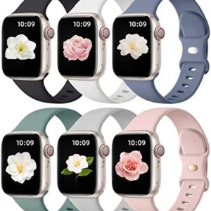 Maledan 6 Pack Bands Compatible for Apple Watch Band 38mm 40mm 41mm 42mm 44mm 45mm 46mm 49mm Women Men, Soft Silicone Sport Replacement Band for iWatch Apple Watch Series 10 9 8 7 6 5 4 3 SE Ultra