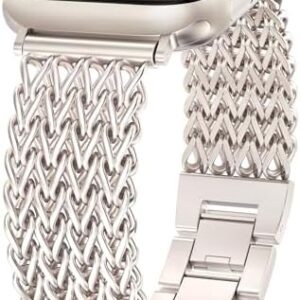 Minyee Compatible with Apple Watch Band 41/40/38/44/45/46/49/42mm Women, Dressy Stainless Steel Metal Chain Strap Mermaid Designer Link Bracelet Wristband for iWatch Series 10 9 8 7 6 5 4 3 Ultra SE