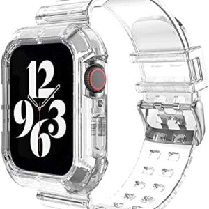 Compatible for Transparent Clear Apple Watch Bands 45mm 44mm 46mm 42mm 41mm 40mm 38mm 49mm Sport Band with Bumper Case for iWatch Ultra 2/1 Series 10 9 8 7 SE 6 5 4 3 2 1 Women Men
