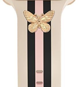 Designer Band with Charms Decor Compatible with Apple Watch Band 38mm 40mm 41mm 42mm 44mm 45mm 46mm 49mm Women Men, Stylish Silicone Sport Wristbands for iWatch Series 10 9 8 7 6 5 4 3 2 1 SE Ultra