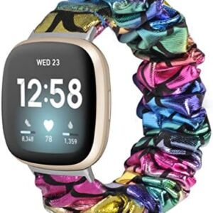 TOYOUTHS Scrunchie Band Compatible with Fitbit Versa 3/Versa 4/Sense/Sense 2 Band for Women, Solo Loop Soft Elastic Nylon Strap Replacement Replacement Breathable Stretchy Bracelet Wristband