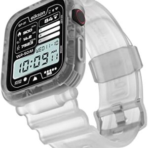 elkson Designed for Apple Watch Series 9/8/7/6/SE/5/4 [45/44mm], Quattro Pro Series Rugged Military Grade Protective Bumper Case with Strap Bands for iWatch