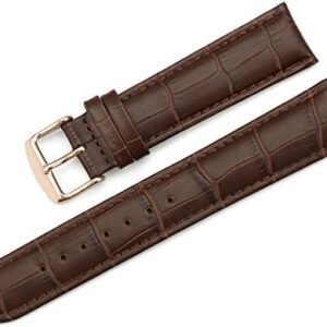iStrap Leather Watch band Alligator Grain Calfskin Replacement Strap Stainless Steel Buckle Bracelet for Men Women-18mm 19mm 20mm 21mm 22mm 24mm-Black Brown