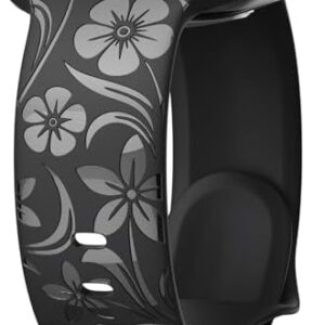 Floral Engraved Band Compatible with Apple Watch Band 38mm 40mm 41mm 42mm 44mm 45mm 46mm 49mm, Designer Silicone Glossy Wildflower Strap for iWatch Band Series Ultra 10 9 8 7 6 SE 5 4 3 2 1