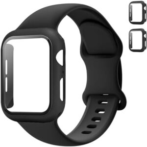 Sport Band and Case for Apple Watch Band 40mm 44mm 46mm 42mm 41mm 45mm 38mm iWatch Bands for Women/Men,Silicone Waterproof Strap with Cover Combo for Apple watch Series 10 9 8 7 6 5 4 3 SE Ultra/2 49mm