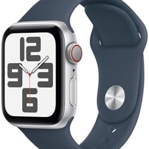 Apple Watch SE (2nd Gen) [GPS + Cellular 40mm] - Silver Aluminum Case with Storm Blue Sport Band, S/M (Renewed)