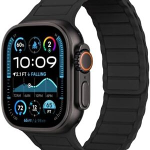 THWALK Magnetic Link Solo Loop Sport Silicone Bands Compatible with Apple Watch Ultra 2/Ultra SE Series 10 9 8 7 6 5 4 49mm 46mm 45mm 44mm 42mm 41mm 40mm Women Men
