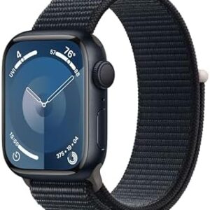 Apple Watch Series 9 [GPS 41mm] Smartwatch with Midnight Aluminum Case with Midnight Sport Loop. Fitness Tracker, Blood Oxygen & ECG Apps, Always-On Retina Display, Carbon Neutral