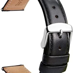 TStrap Leather Watch Band Men - Quick Release Watch Strap for Women Replacement - Soft Smart Watch Bracelet with Clasp Buckle for ladies - 14mm 16mm 18mm 19mm 20mm 21mm 22mm 23mm 24mm